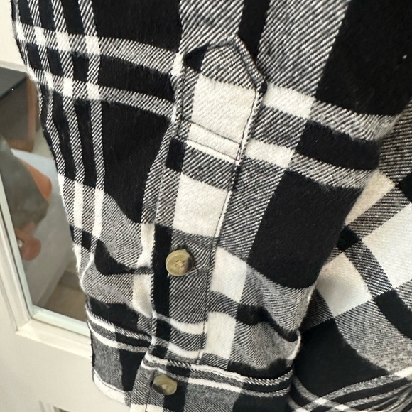 Jachs Girlfriend Flannel Button Front Shirt Size S Black and White - Picture 5 of 12